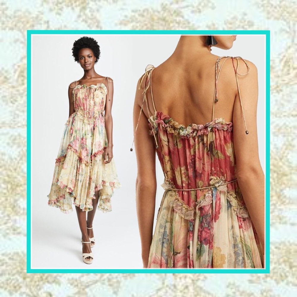 ๐ BOHEMIAN FLORAL RUFFLE DRESS FLOWER MIDI BOHO - Picture 5 of 8
